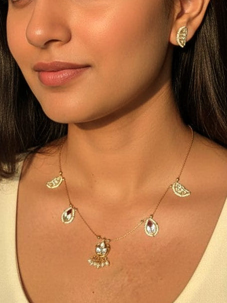 Sunehri Chidiya Jadau  Invisible necklace set
