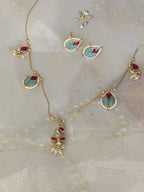 Turquoise Jadau Silver Invisible necklace set