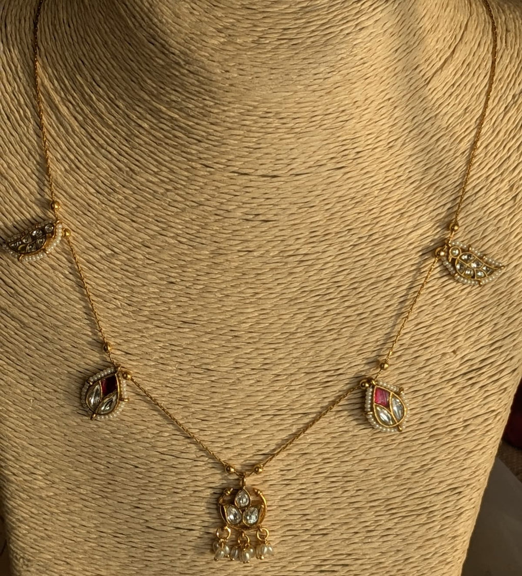 Sunehri Chidiya Jadau  Invisible necklace set