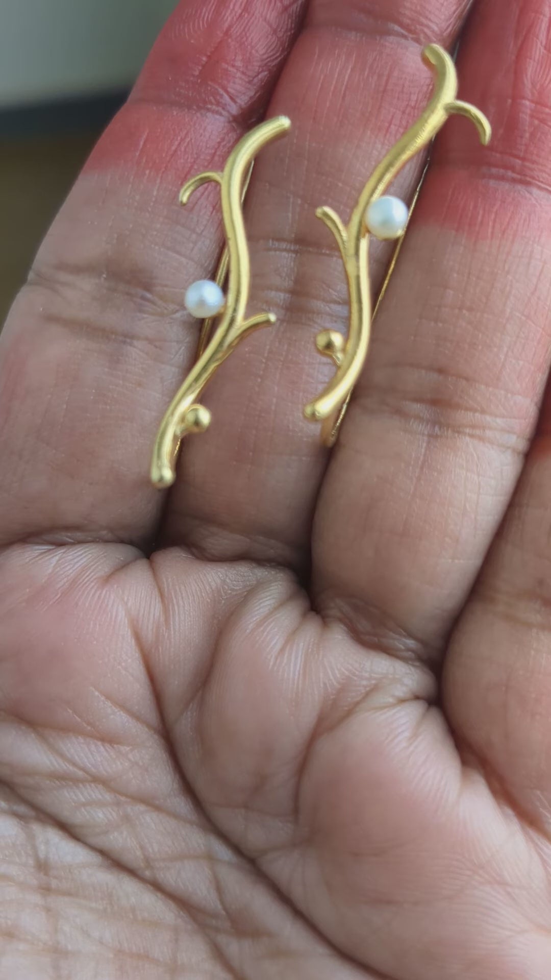 Taap (ताप) Ear Climber | 92.5 Sterling Silver with Gold Plating – Signature Minimal Design