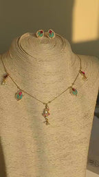 Turquoise Jadau Silver Invisible necklace set
