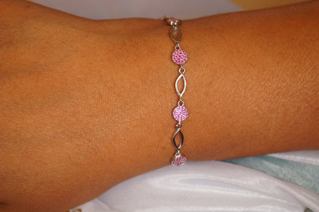 Pink Crystal Charm Bracelet