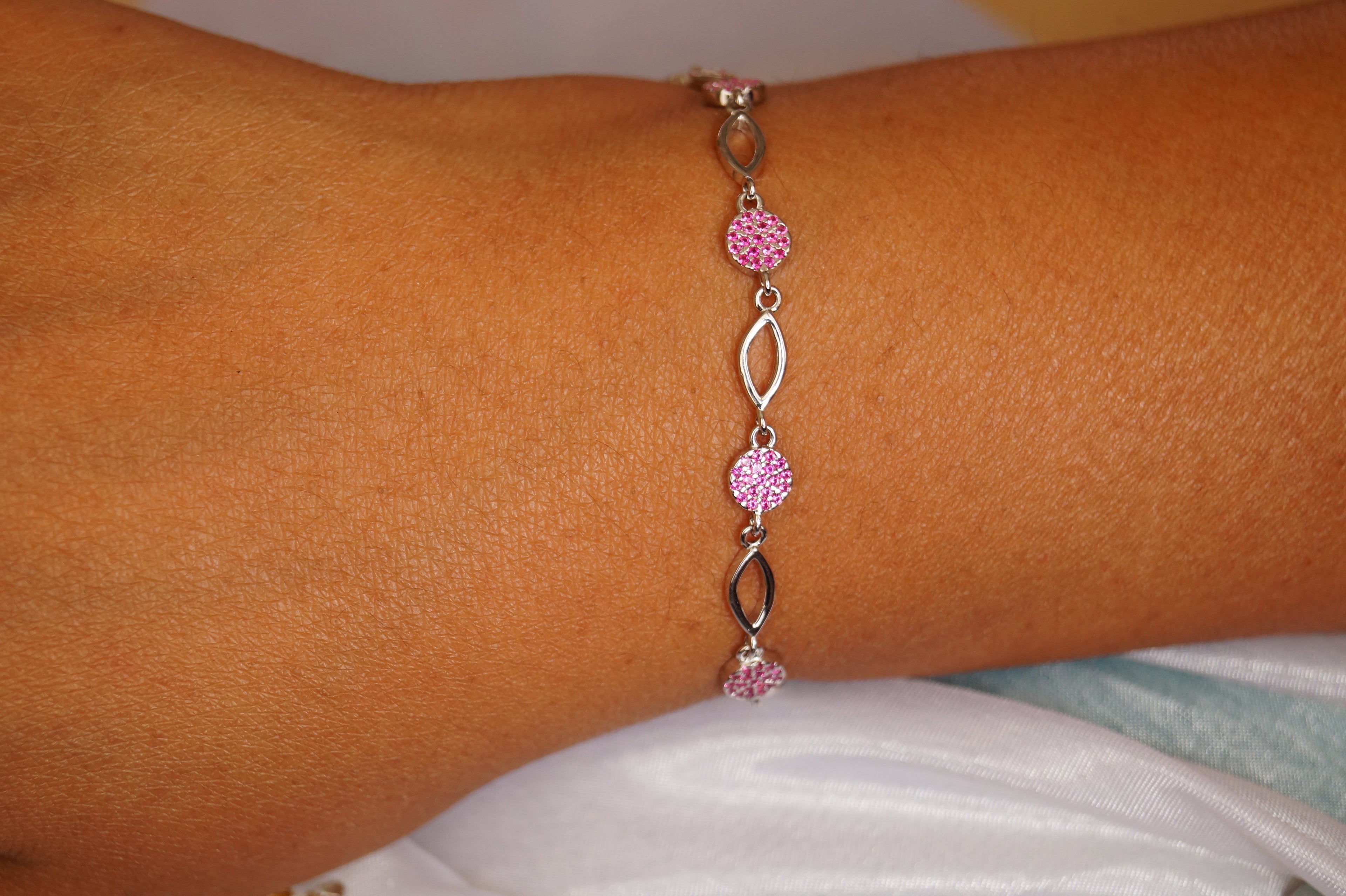 Pink Crystal Charm Bracelet