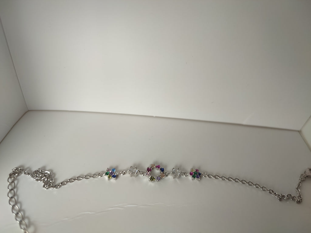 Multi-Stone Floral Chain Bracelet