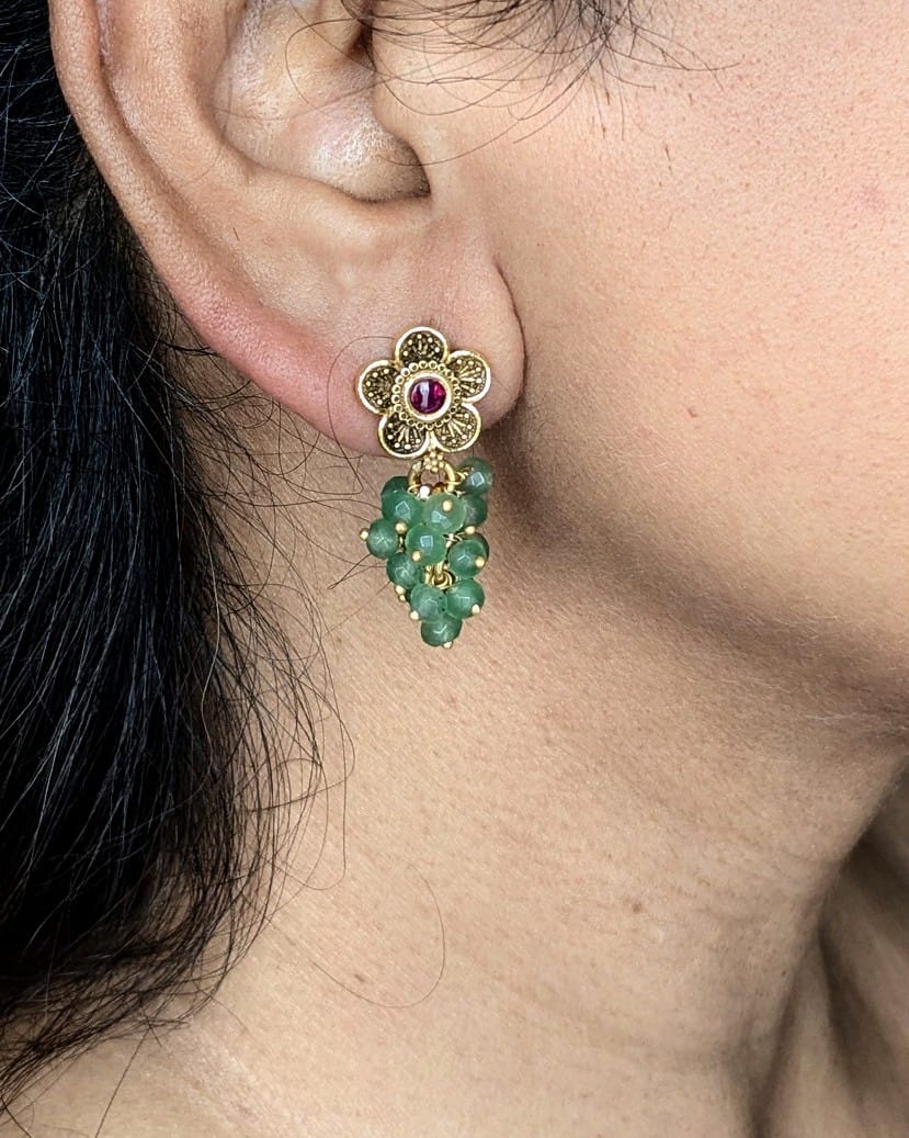 Harini | हरिणी Earrings | 92.5 Sterling Silver temple jewellery Jhumka