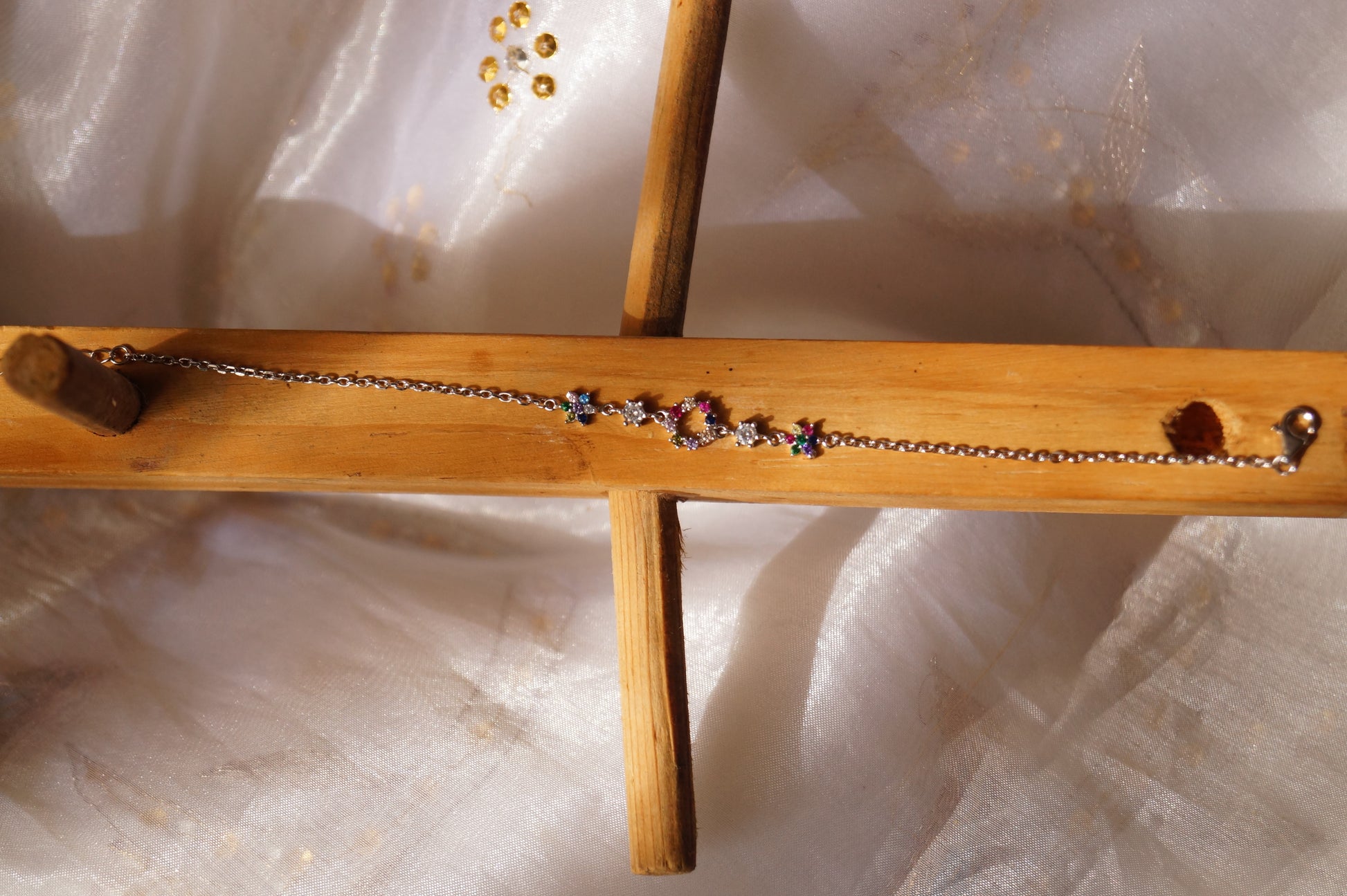 Multi-Stone Floral Chain Bracelet