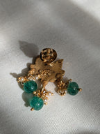 Kamal | कमल 92.5 Silver Lotus-Inspired Jhumkas with Green Pearl Drops