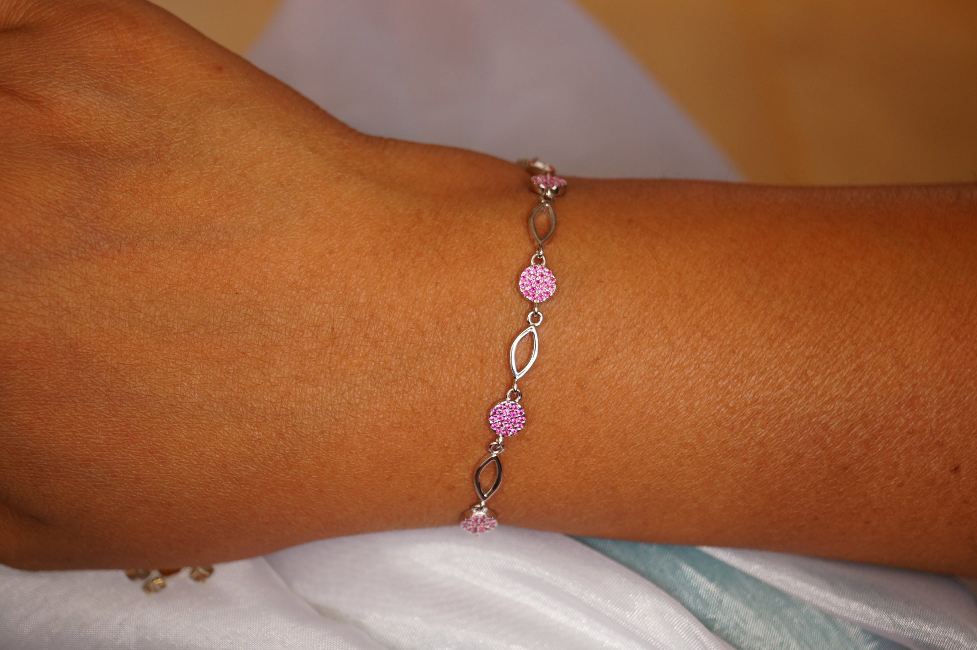 Pink Crystal Charm Bracelet