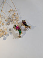 Leela (लीला) Ear Cuffs | 92.5 Silver with Gold Polish, Jadau Enamel & Pearl Accents