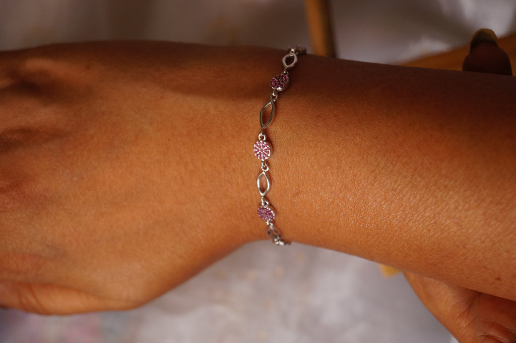 Pink Crystal Charm Bracelet