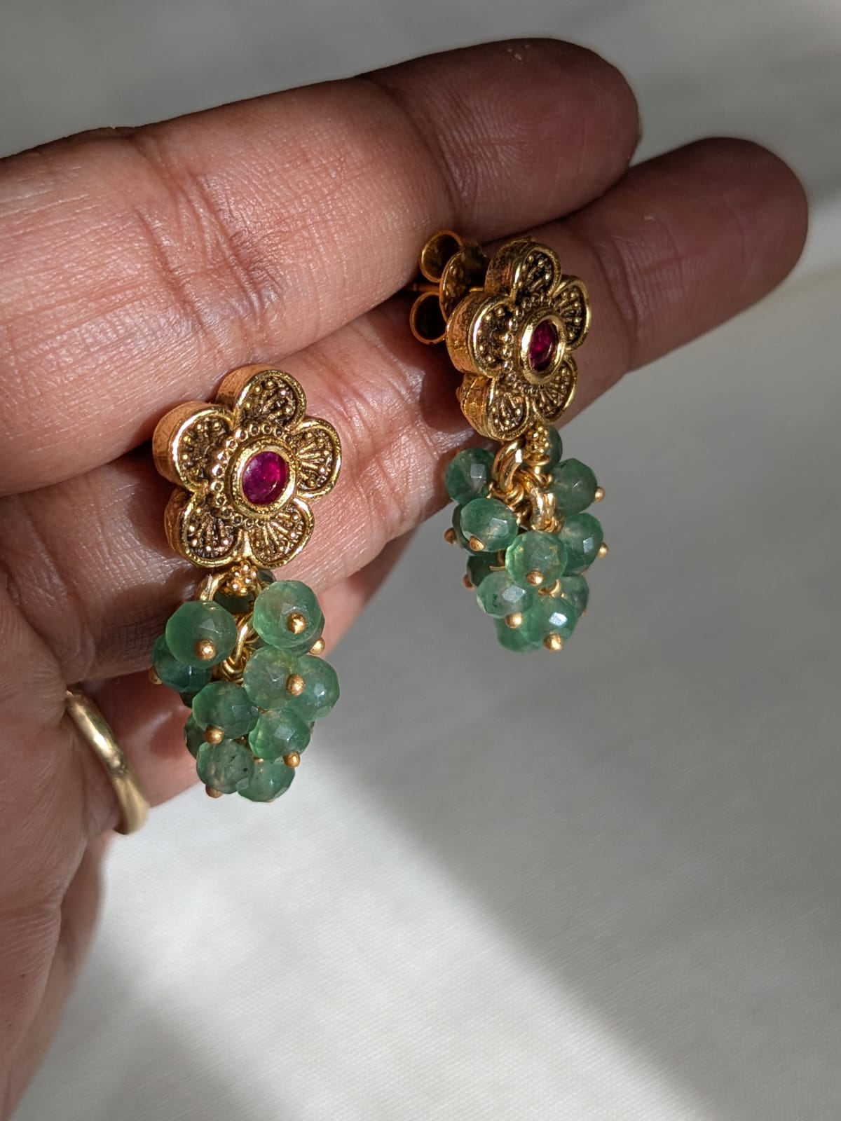 Harini | हरिणी Earrings | 92.5 Sterling Silver temple jewellery Jhumka