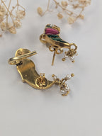 Leela (लीला) Ear Cuffs | 92.5 Silver with Gold Polish, Jadau Enamel & Pearl Accents