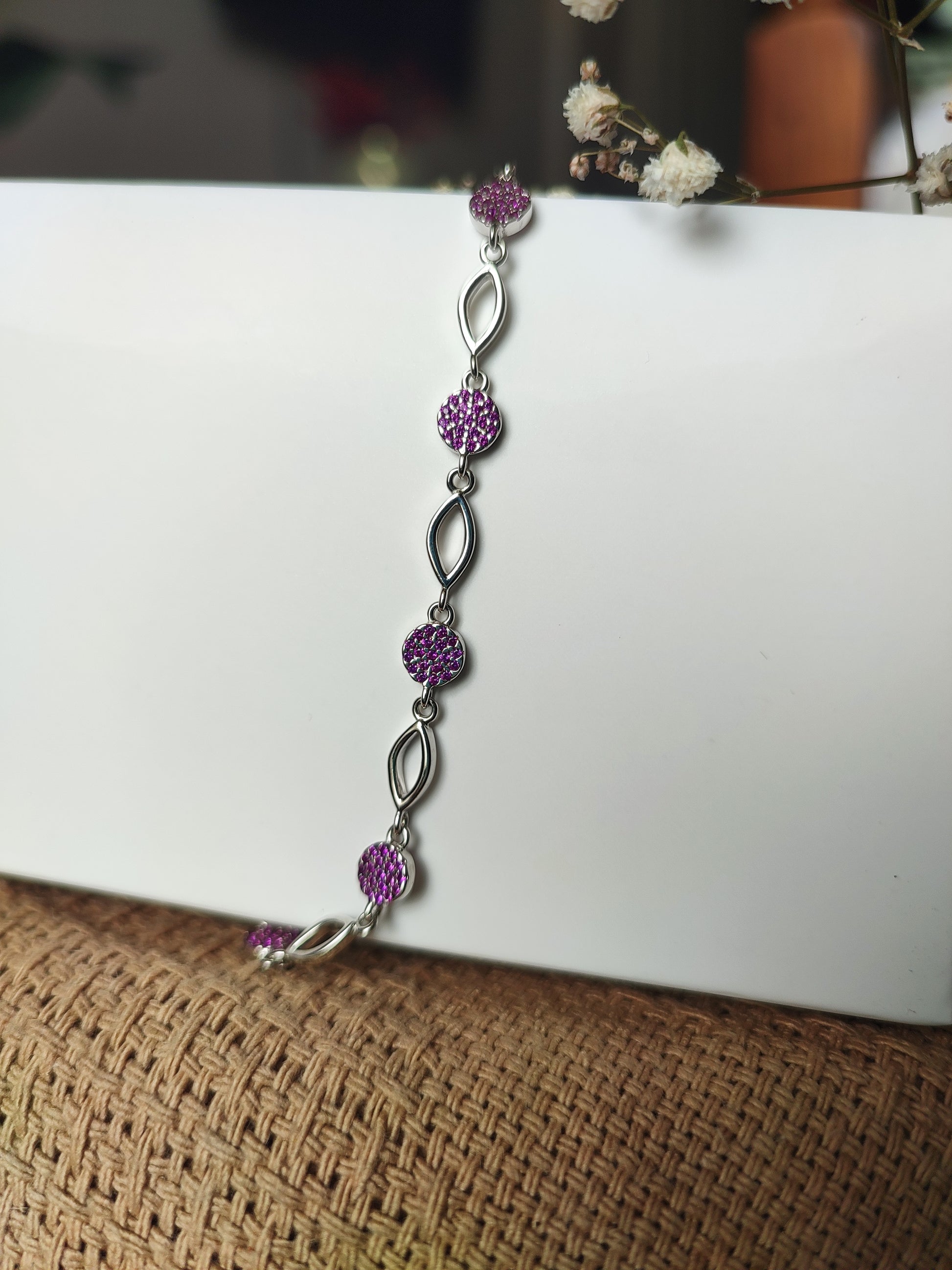 Pink Crystal Charm Bracelet